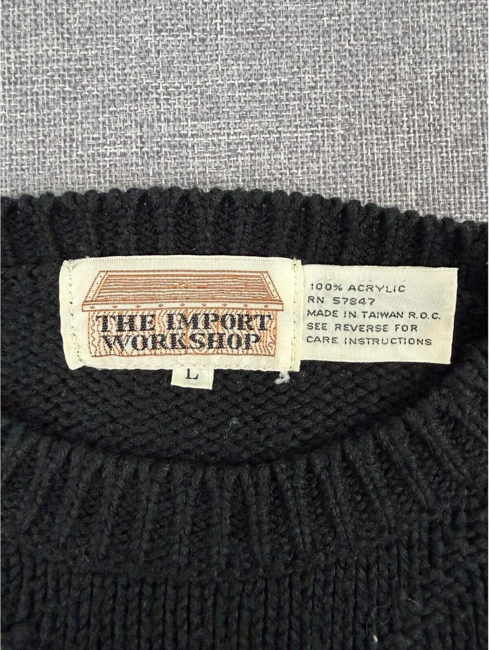 Vintage Abstract Geometric Black Raised Knit Sweater Size M The Import Workshop